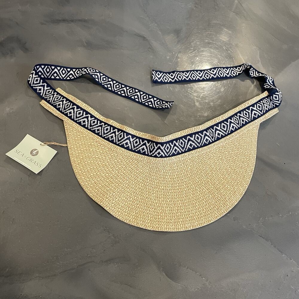 Sea & Grass Womens Straw Sun‎ Visor Hat With Adjustable Tie Band